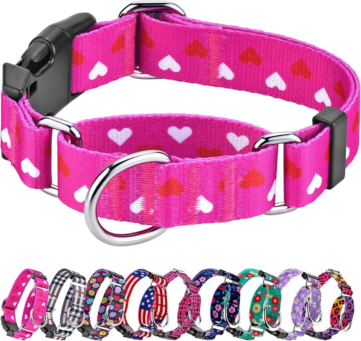 hikiko-martingale-collar-for-dogs-adjustable-soft-nylon-dog-collars-with-cute-patterns-for-small-medium-large-dog-pink-butterfly-medium