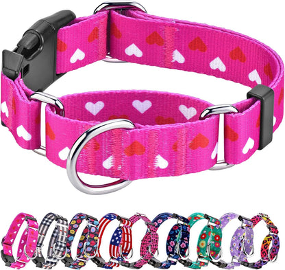Hikiko Martingale Collar for Dogs Adjustable Soft Nylon Dog Collars with Cute Patterns for Small Medium Large Dog（Pink Butterfly,Medium）19
