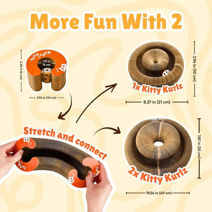 KITTY KURLZ Interactive Cat Toy & Cardboard Cat Scratcher | Collapsible Ball Track with Bell, for Indoor Cats, Reversible Scratch Ring, Play, Chase and Lounge4