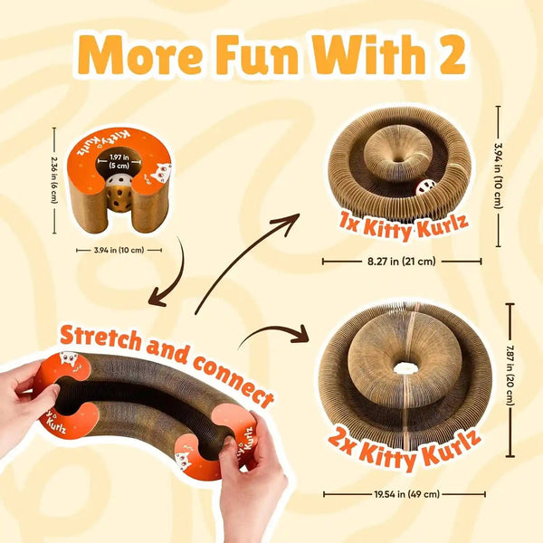 KITTY KURLZ Interactive Cat Toy & Cardboard Cat Scratcher | Collapsible Ball Track with Bell, for Indoor Cats, Reversible Scratch Ring, Play, Chase and Lounge4