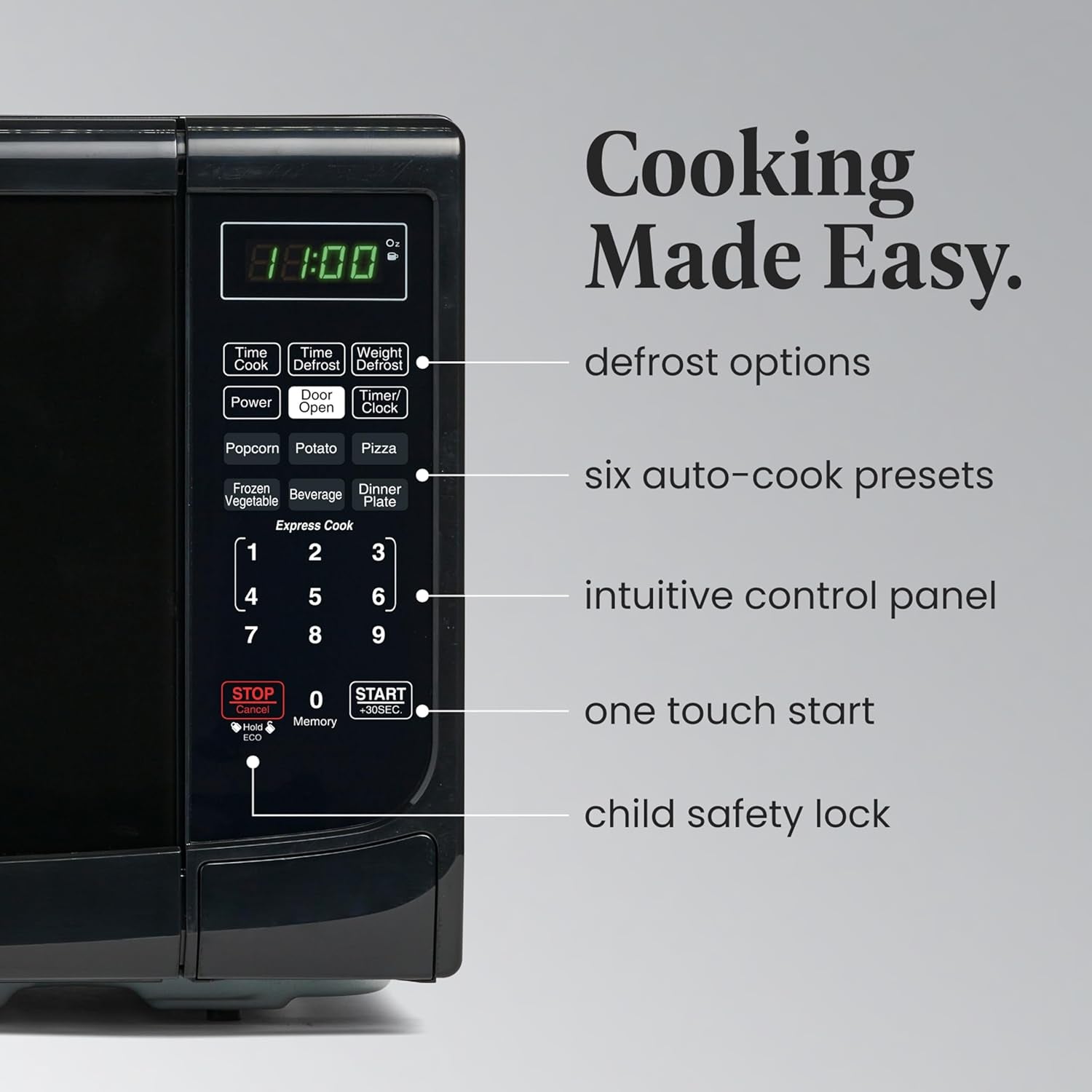 0-7-cu-ft-countertop-microwave-oven-700-watts-power-auto-cook-settings-defrost-easy-clean-and-child-safety-lock-black