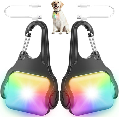 Dog Collar Light 2 Pack, Dog Lights for Night Walking 4 Modes, Waterproof Dogs Light Clip on Rechargeable, LED Dogs Walking Lights for Night Running, Camping, Climbing, Bike1