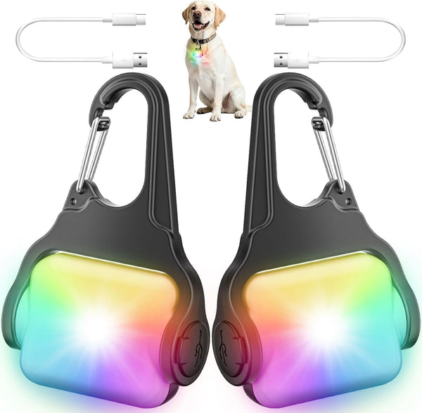 Dog Collar Light 2 Pack, Dog Lights for Night Walking 4 Modes, Waterproof Dogs Light Clip on Rechargeable, LED Dogs Walking Lights for Night Running, Camping, Climbing, Bike1