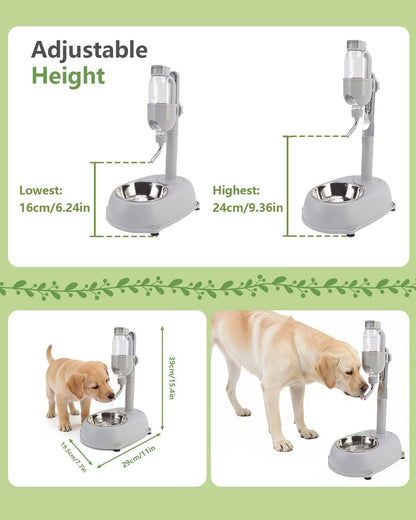 2 in 1 Pet Standing Water Dispenser, 500Ml Pet Water Dispenser with Stand, Height Detachable Pet Standing Water Dispenser Bowl for Cat, Rabbit, Golden Hamster, 11 X 7.7 X 15.4In3