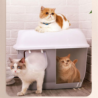Dog Potty Training Toilet ﻿ Cat Litter Tray with Corridor Semi Enclosed Box Large Creative Household Outdoor Pet Toilet Supplies Gray4