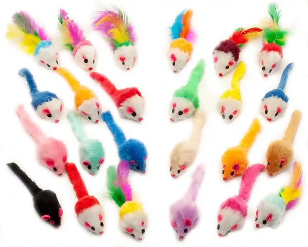 Fashion'S Talk 48-Count Assorted Mice Cat Toys Furry Rattle Mouse Kitten Toy Mini Mice for Indoor Cats Interactive Play Color Varies8