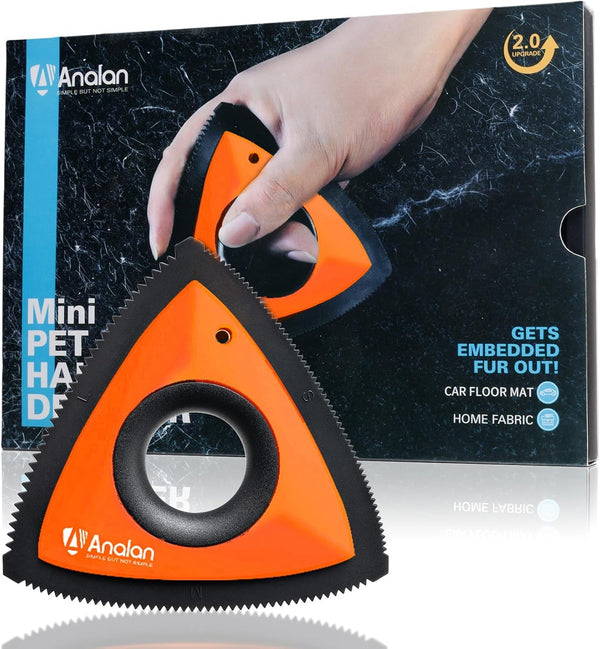 Analan Mini Pet Hair Remover for Car Detailing Dog Hair Tool Brush(Black) | Deep Cleaning, Reusable Rubber, Gentle on Fabrics, Triangle Design for Car Interiors, Couch, Rugs, Carpet, Mats & Furniture10