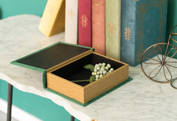 Decorative Vintage Book Shaped Trinket Storage Box- Green3