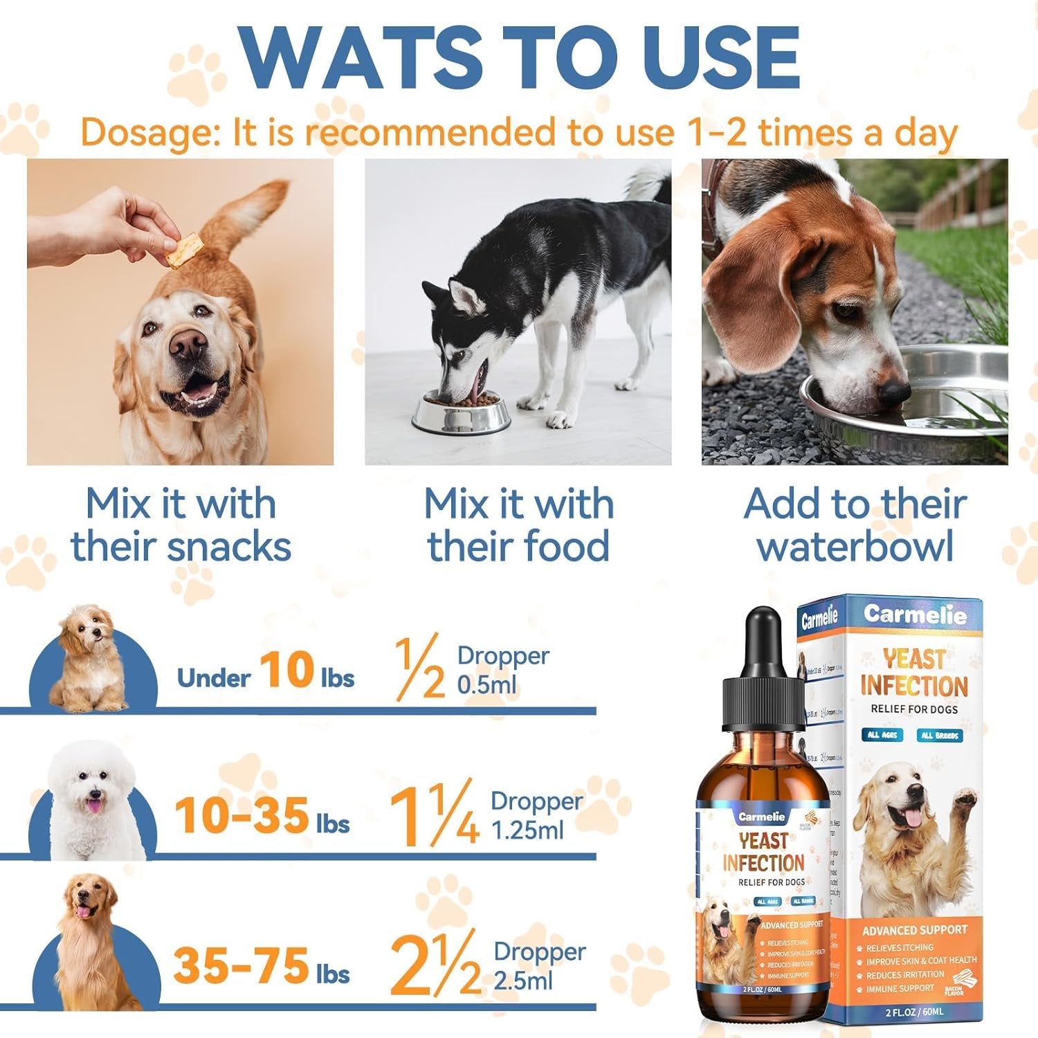 carmelie-natural-yeast-relief-for-dogs-support-healthy-itch-relief-ear-paw-discomfort-care-itch-relief-for-dog-allergy-supports-inflammation-relief-for-dogs-60ml-bacon-flavor