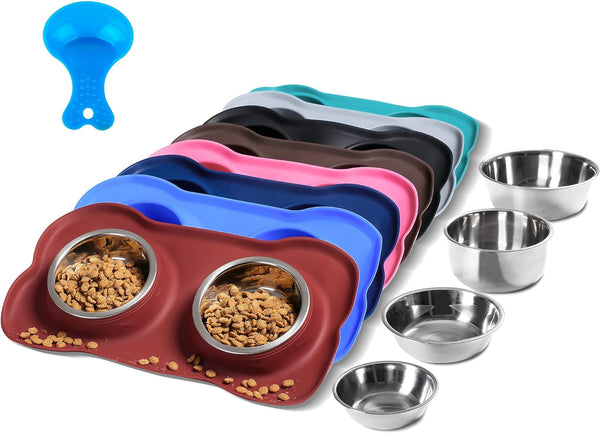 Hubulk Pet Dog Bowls 2 Stainless Steel Dog Bowl with No Spill Non-Skid Silicone Mat + Pet Food Scoop Water and Food Feeder Bowls for Feeding Small Medium Large Dogs Cats Puppies (S, Pink)13