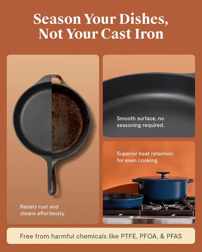 Caraway Enameled Cast Iron Oval Dutch Oven | 8.5 Qt Dutch Oven with Lid, 3 Layer Enamel Coating, No Seasoning Required, Compatible with All Stovetops, Safe, Charcoal5