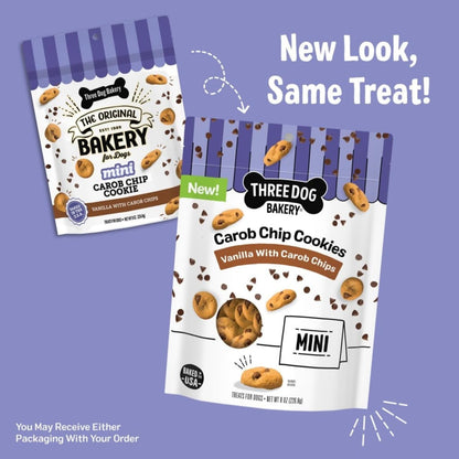 Three Dog Bakery Mini Carob Chip Cookie Crunchy Dog Treats - 8 Oz Bag | Made with Real Ingredients - Bite-Sized Crunchy Treats for Dogs3