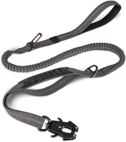 Joytale Tactical Bungee Dog Leash, Shock Absorbing No Pull, Coyote Brown | for Large Dogs That Pull, 2 Padded Handles for Control, Car Seatbelt Clip, Reflective for Night Safety, Metal Frog Clip10