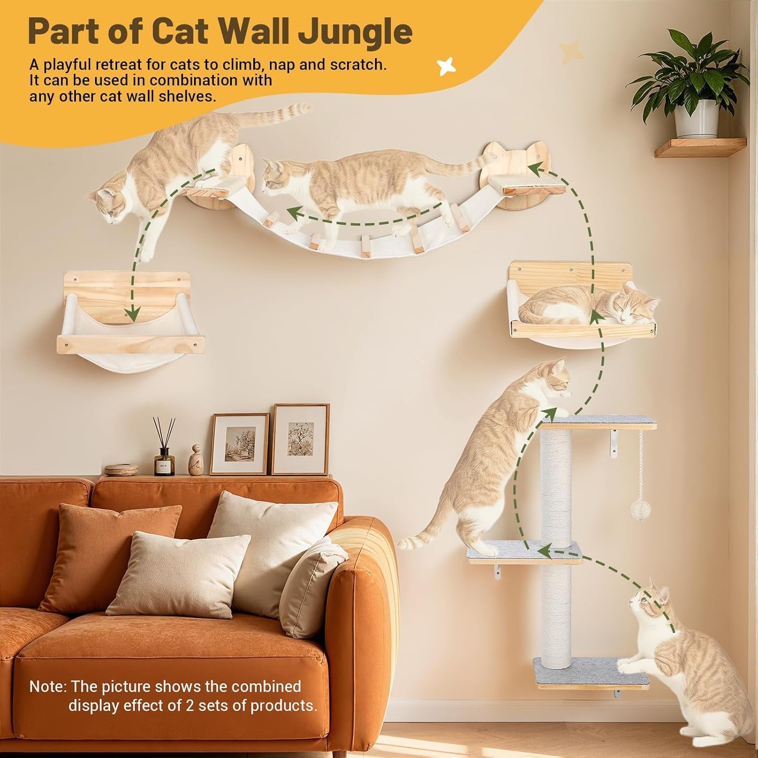 wall-mounted-cat-shelves-set-with-hammock-sisal-scratching-posts-3-wooden-steps-space-saving-cat-tree-for-indoor-cats-up-to-30-lbs