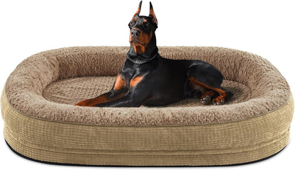 JOEJOY Orthopedic Dog Beds Large Sized Dog, XL Egg-Crate Memory Foam Pet Couch Bed with Bolster Sides, Waterproof Lining, Removable Washable Cover & Non-Slip Bottom, Grey18