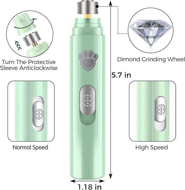 VIWIK Dog Nail Grinder, 2-Speed Rechargeable Dog Nail Trimmers for Large Medium & Small Dogs, Upgrade Professional Electric Pet Paws Grooming, Quiet Puppy Grooming Tool, for Dogs Cats3