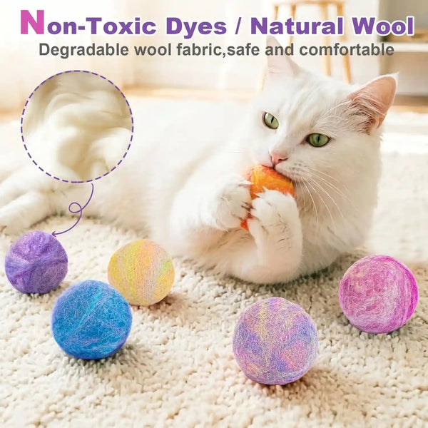 Retro Shaw Catnip Balls with Bell inside - 6 Pcs Interactive Catnip & Silvervine Cat Toys, Durable Wool Balls for Indoor Cats, Kitten Teething Toys, Natural Catnip Toys for Bored Cats3