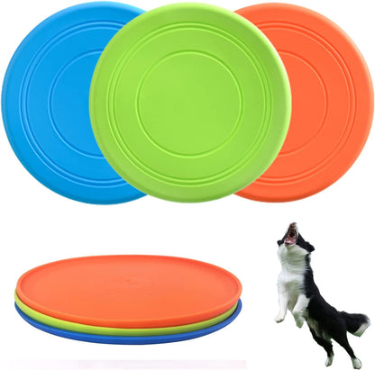 XIGOU Dog Flying Disc, 3 Pack Dog Flyer Toys, Soft Rubber Interactive Lightweight Flying Disc Dog Toy for Small Large Dogs - Floats in Water & Safe on Teeth, 7 Inch.1