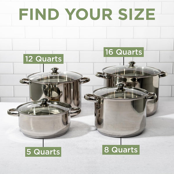 Stainless Steel Stock Pot, Encapsulated Induction Ready Cooking Pot with Glass Lid, Oven Safe, Dishwasher Safe Soup Pot, 8-Quart7