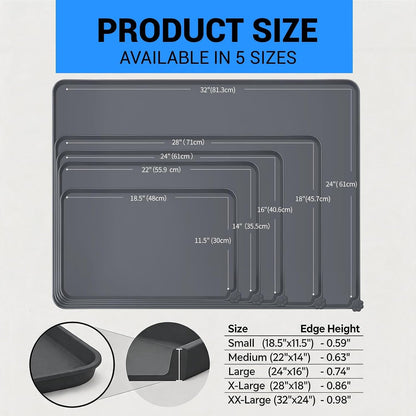 Reopet Silicone Pet Feeding Mat - Waterproof & Non-Slip Dog Cat Placemat | High Raised Edges Prevent Food & Water Spills to Protect Floors, Easy to Clean, Fit for Dog Cat Bowls3