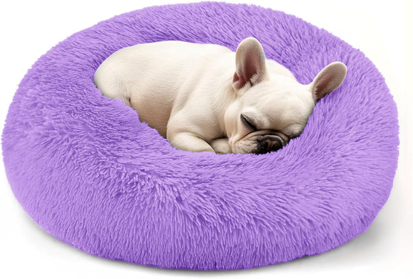 Hoewina Dog & Cat Bed for Indoor Cats, 20In Calming Donut Bed for Puppy and Kitten, Washable round Fluffy Pet Bed for Small Medium Dogs and Cats (Light Grey)34