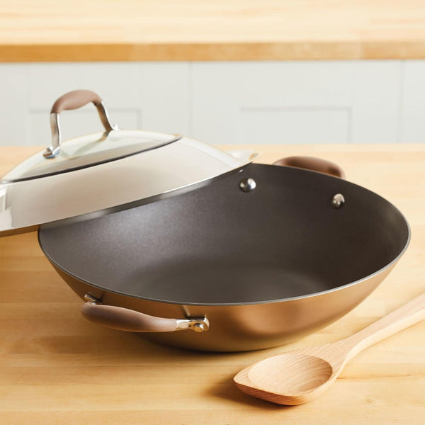Advanced Home Hard Anodized Nonstick Wok/Stir Fry with Lid and Cooking Tool, 14 Inch, Bronze8