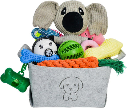 MRSOHRET 20Pcs Puppy Chew Toys for Teething, Dog Chew Toys with Rope Toy, Pet Dog Toothbrush, Treat Balls, Plush Toys and Squeaky Toys for Small Medium Dogs with Basket to Keep Them Busy8