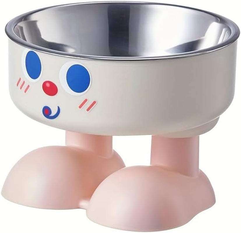 a-new-mischievous-face-cartoon-pet-bowl-stainless-steel-high-neck-cat-bowl-for-feeding-and-watering-dog-bowl-dog-dining-plate-pink