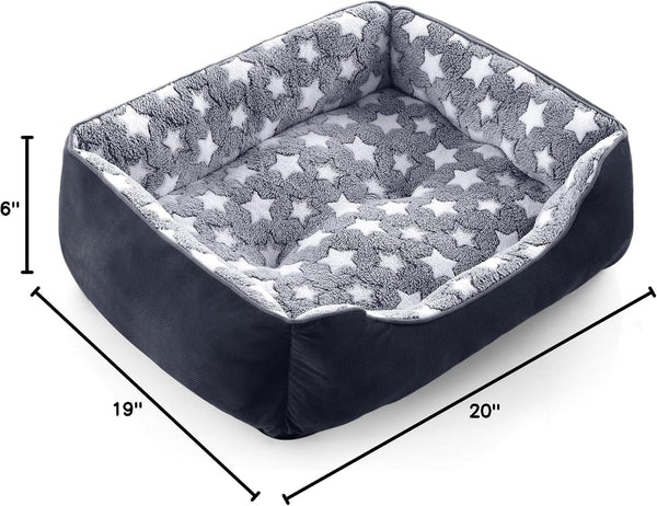 GASUR Small Dog Beds Small Size Dogs, Rectangle Washable Dog Bed, Orthopedic Dogs Sofa Bed, Pet Cuddler Anti-Slip Bottom, Soft Calming Sleeping Warming Puppy Bed (S (20"X 19"X 6"), Black)8