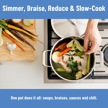 5-Ply Stainless Steel Stockpot – Large Cooking Pot for Boiling, Simmering & Stewing - Consistent, Even Heating - Durable, Dishwasher Safe – Oven-Safe to 800F, Induction Ready - 8 QT4