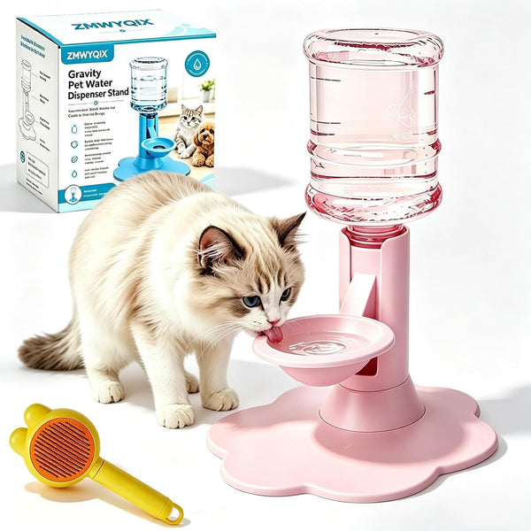 Gravity Cat Water Dispenser Stand - Spill-Proof, Gravity Self Refilling Cat & Dog Water Bowl, Anti-Tip Cat Water Bowl with Suction Base Keeps Water Clean and Fresh for Messy Pets，Blue10