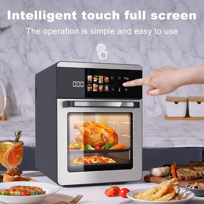 18QT Large Air Fryer Oven with Touch Screen Display, 10-In-1 Air Fry, Roast, Bake, Broil, Dry, Frozen, Proof Combo with Window, Family-Size, Multi-Function, Healthy Cooking 120V4