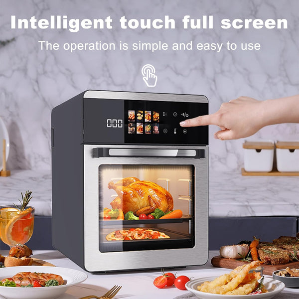 18QT Large Air Fryer Oven with Touch Screen Display, 10-In-1 Air Fry, Roast, Bake, Broil, Dry, Frozen, Proof Combo with Window, Family-Size, Multi-Function, Healthy Cooking 120V4