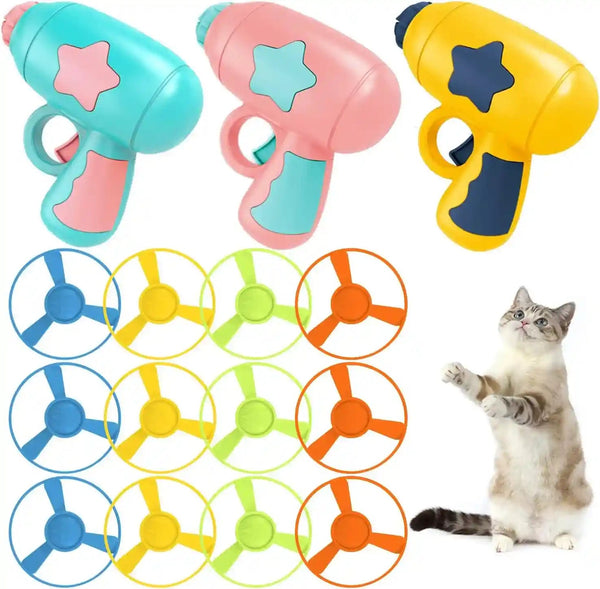 15 Pieces Cat Fetch Toy with Colorful Flying Propellers Set, Cat Playing Tracking Interactive Toys for Kitten Chasing Training Hunting1