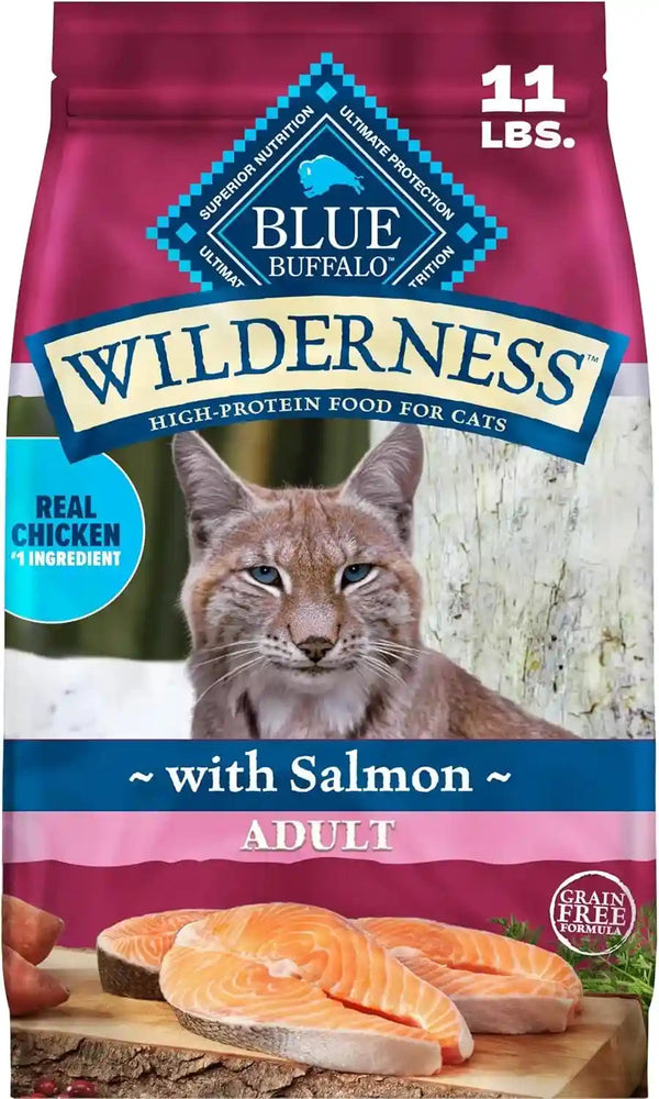 Blue Buffalo Wilderness with Salmon Natural High-Protein Grain-Free Dry Food for Adult Cats, Real Salmon First, Antioxidant-Rich Lifesource Bits Support Immunity, Promotes Strong Muscles, 5 Lbs.17