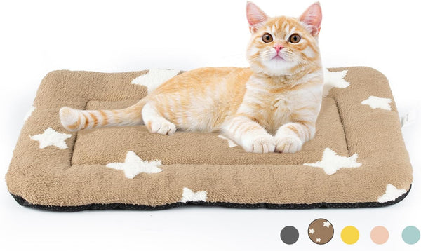 Mora Pets Cat Bed for Indoor Cats Washable Dog Crate Pad Cute Star Dog Bed Mat for Small Dogs Pet Kennel Pad for Cage Soft Flat Puppy Kitten Cushion Sleeping Anti-Slip Grey 22 X 1316