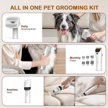 Dog Grooming Vacuum, Dog Grooming Kit, 3 Suction Modes Dog Brush Vacuum with 5 Pet Grooming Tools (Off-White)5