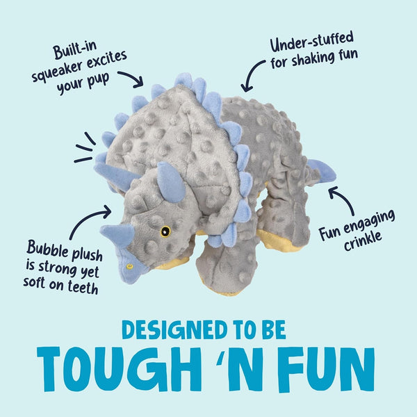 Godog Dinos Frills Squeaky Plush Dog Toy with Chew Guard Technology, Durable Fabric & Squeaker for Active Play, Gray, Large2