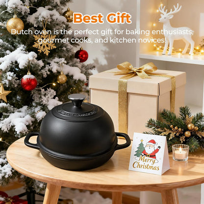 5QT Pre-Seasoned Cast Iron Dutch Oven for Bread Baking, Dutch Oven with Domed Lid, Sourdough Bread Baking Supplies, Multi-Functional Bread Pan for Baking, Frying, Roasting6