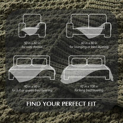HOME Chunky Chenille Knit Throw Blanket, 50 X 60, Olive Green | Sculpted Moss Stitch, Chic Modern Farmhouse, All-Season Warmth, OEKO-TEX® Certified, Elegant Blanket for Couch, Bed, Sofa8