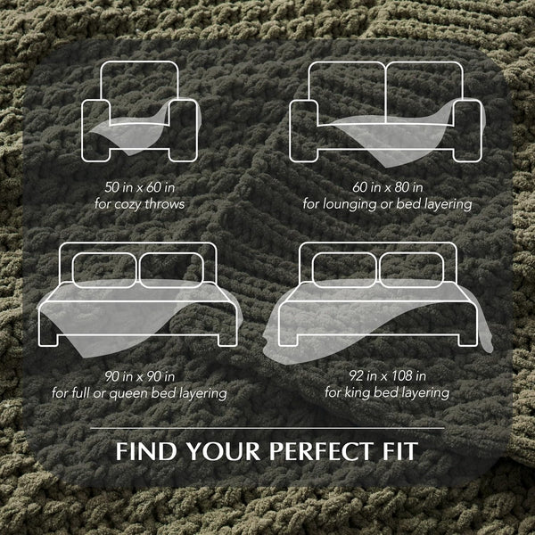 HOME Chunky Chenille Knit Throw Blanket, 50 X 60, Olive Green | Sculpted Moss Stitch, Chic Modern Farmhouse, All-Season Warmth, OEKO-TEX® Certified, Elegant Blanket for Couch, Bed, Sofa8