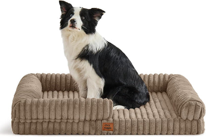 Chixnuggle Orthopedic Dog Bed, Washable Cover, Faux Fur Bolster Pet Couch | Waterproof,Egg Crate Foam,Non-Slip Bottom,For Small Medium Dogs,Dark Grey,30*24*7,Dog Sofa,Puppy Bed10