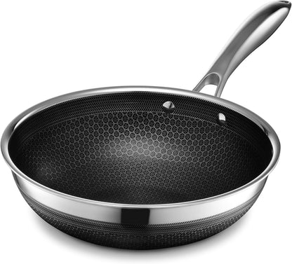 Hexclad 10" Hybrid Nonstick Wok, Dishwasher and Oven Safe, Induction-Ready | Stay-Cool Handles, Dishwasher and Oven Safe up to 900°F, Compatible with All Cooktops1