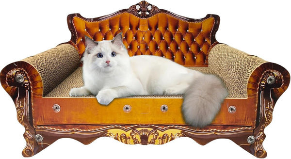 Luxury Cardboard Cat Scratcher Sofa Bed, Couch Shaped Scratching Board, Scratch Lounge with Catnip, Scratcher for Indoor Cats Large Grey16