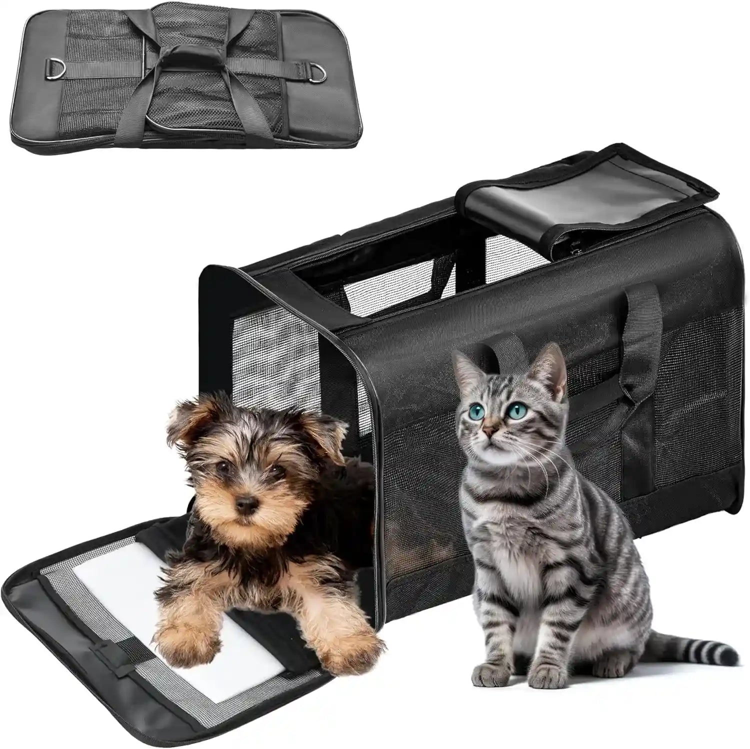 fluffydream-pet-travel-carrier-soft-sided-portable-bag-for-cats-small-dogs-kittens-or-puppies-collapsible-durable-airline-approved-travel-friendly-grey-17-0-l-x-10-0-w-x-11-0-h-grey