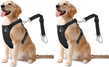 Vavopaw Dog Seat Belt Vest Harness for Car,2 in 1 Seatbelt Buckle | Soft Breathable Mesh,Adjustable Buckle,Nylon,Heavy Duty Pet Safety Seat Belts for Small Medium Large Pets,Black,L35