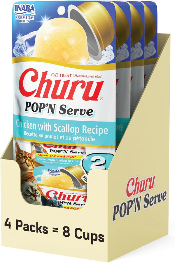 INABA Churu Pop'N Serve Lickable Cat Treats, Tuna Variety, 10Ct | Immune Support, 90% Moisture, 16 Calories, Soft Jelly, Easy-Serve Cup, Grain-Free, 10 X 1.2 Oz Cups11