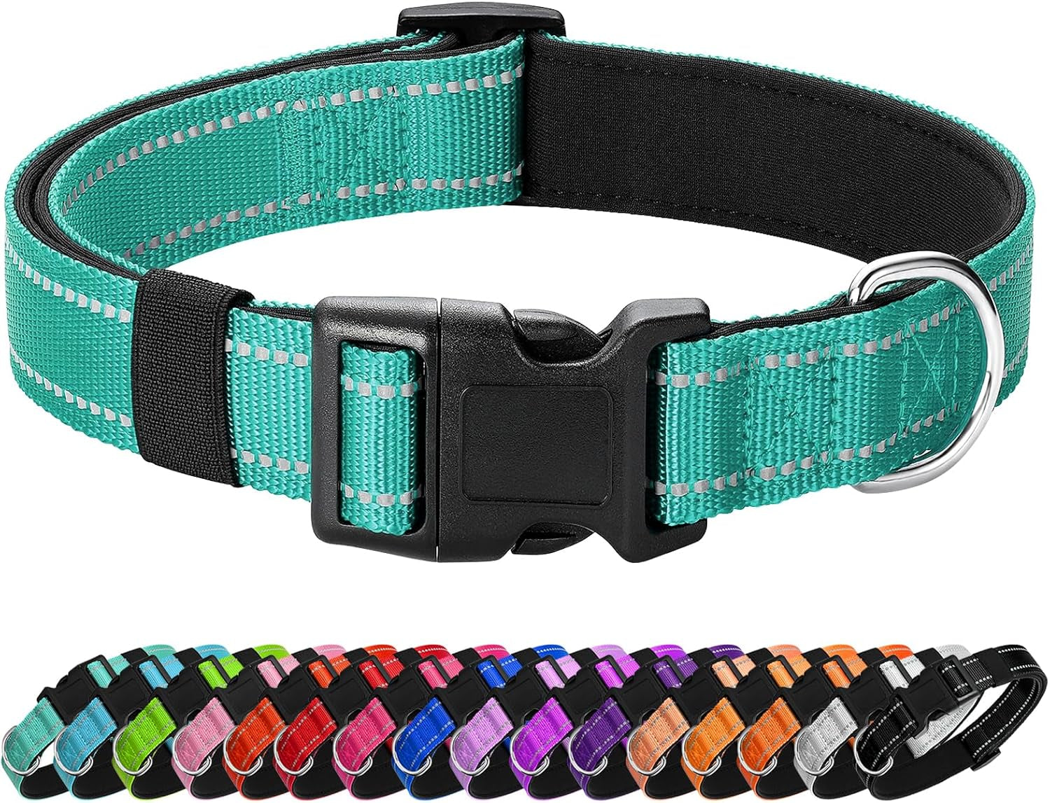 reflective-dog-collar-padded-with-soft-neoprene-breathable-quick-release-basic-dog-collars-for-medium-dogs-purple-girl