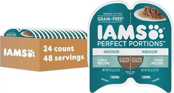 IAMS Perfect Portions Cuts in Gravy Wet Cat Food, Tuna & Salmon, 12 Count | Tuna & Salmon Cuts in Gravy, 2.6 Oz. Snap-Peel-Serve Twin Packs, Vitamin E Immune Support, Prebiotic Fiber, Made in USA14