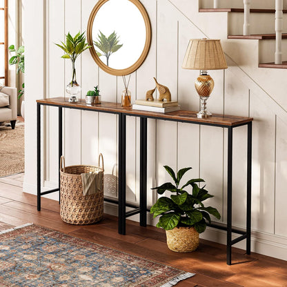 Narrow Console Table, 29.5" Small Entryway Table, Thin Sofa Side Display Table, for Hallway, Bedroom, Living Room, Foyer, Rustic Brown and Black BF75XG012